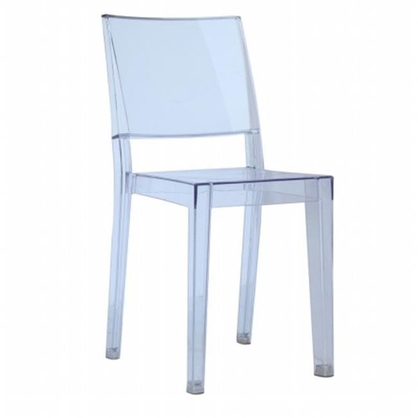 Fine Mod Imports Square Dining Chair, 15 in W, 19 in L, 36 in H FMI6004-clear
